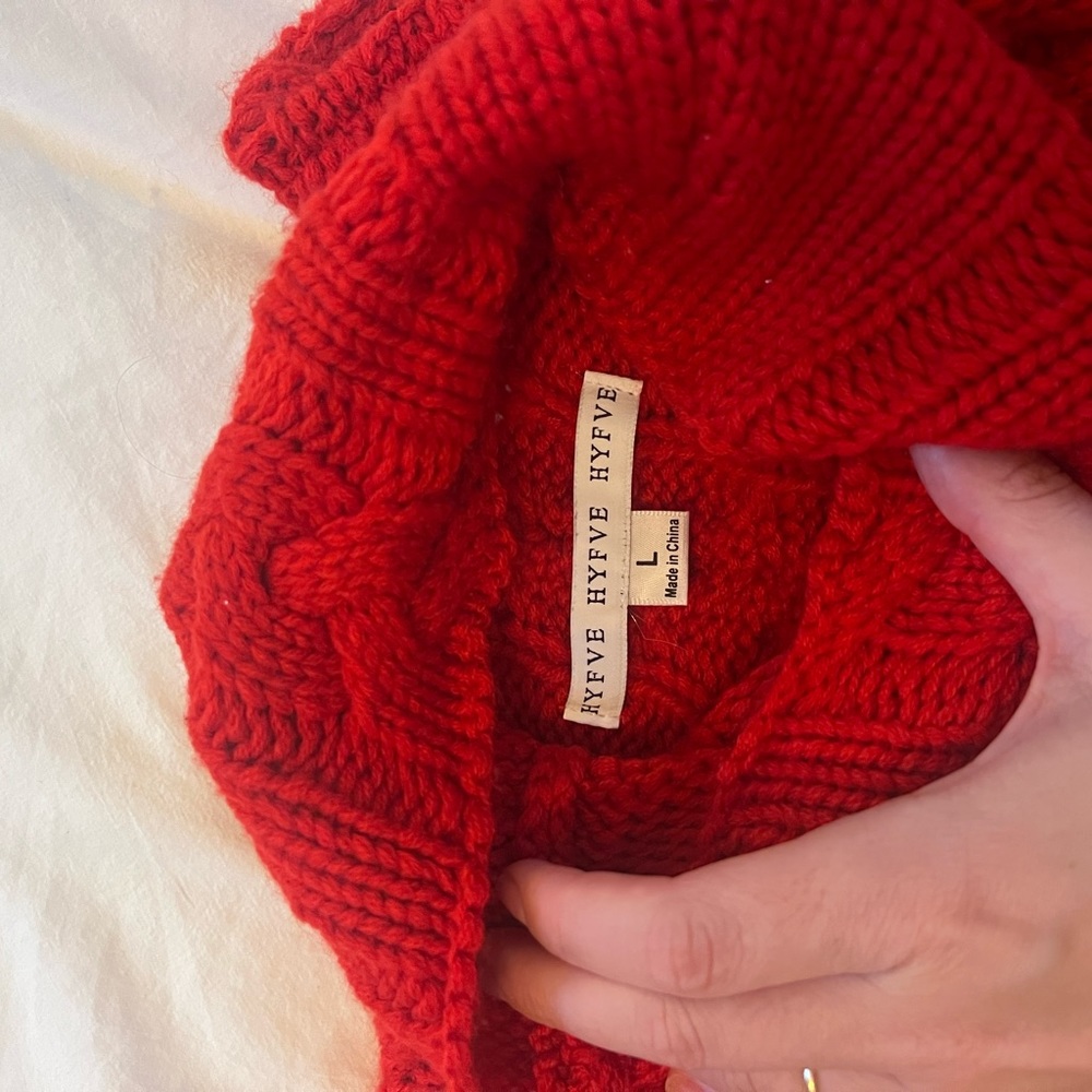 Red Cable Knit Sweater - Picture 3 of 3